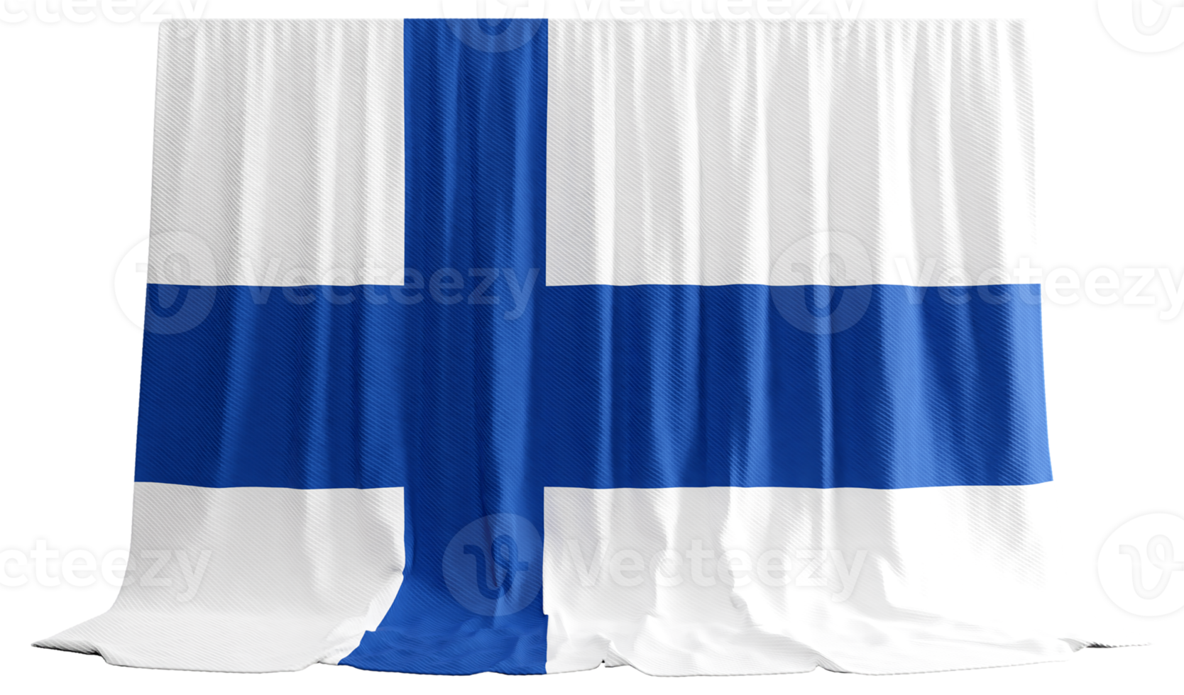 Finnish Flag Curtain in 3D Rendering Finland's Nordic Spirit png