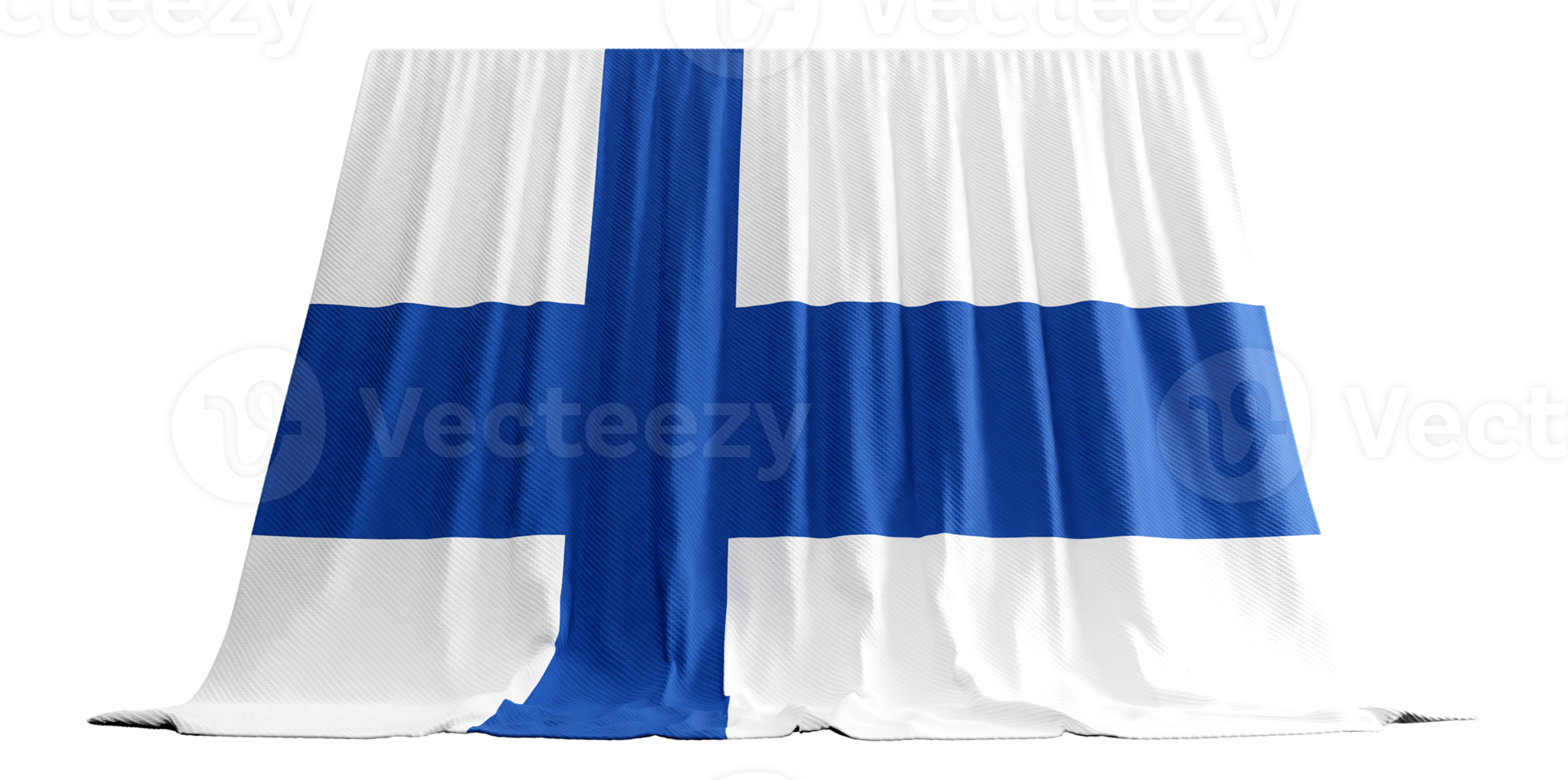 Finnish Flag Curtain in 3D Rendering Finland's Nordic Spirit png