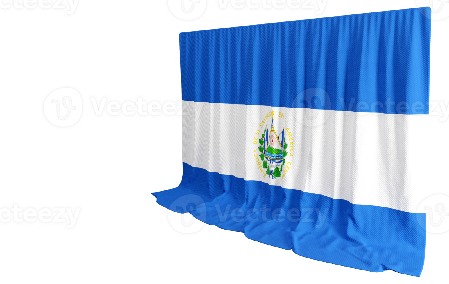 Salvadoran Flag Curtain in 3D Rendering El Salvador's Vibrant Soul png