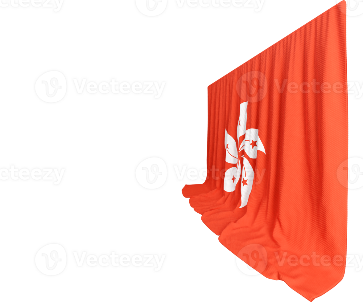 Cantonese Flag Curtain in 3D Rendering Reflecting Hong Kong's Spirit png