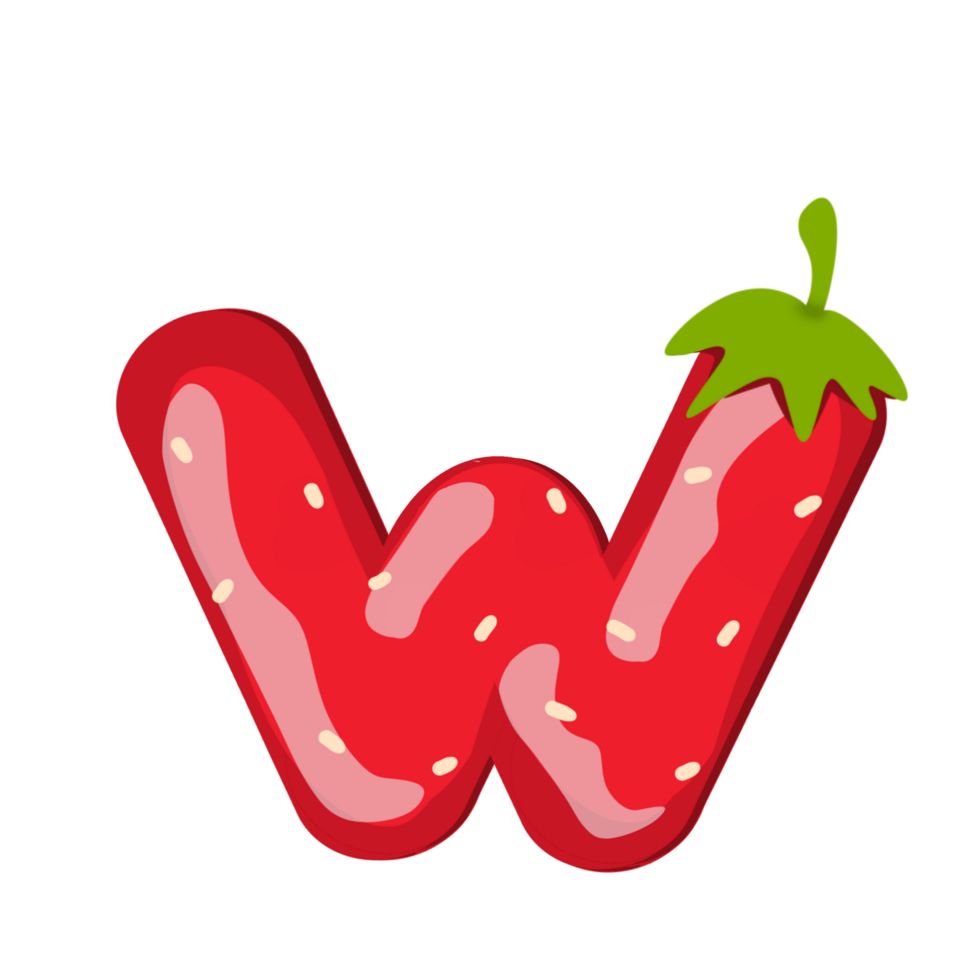 Alphabet W Strawberry Style png