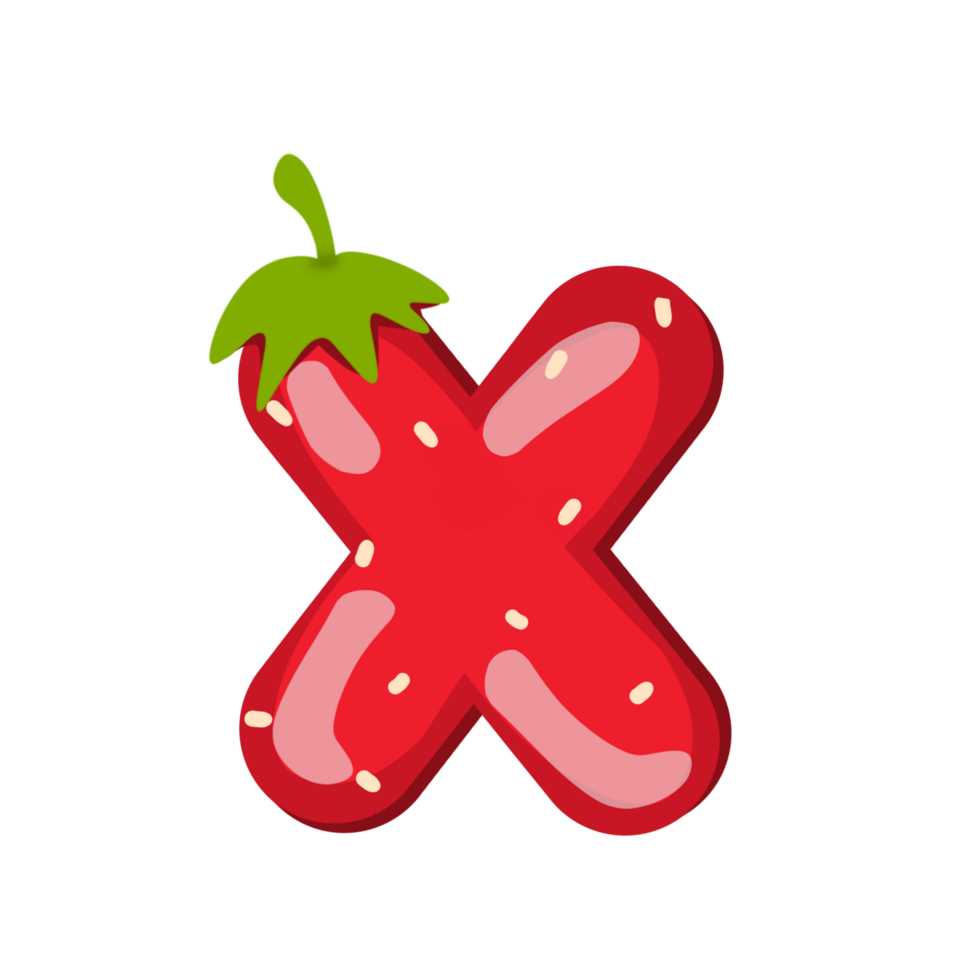 Alphabet X Strawberry Style png