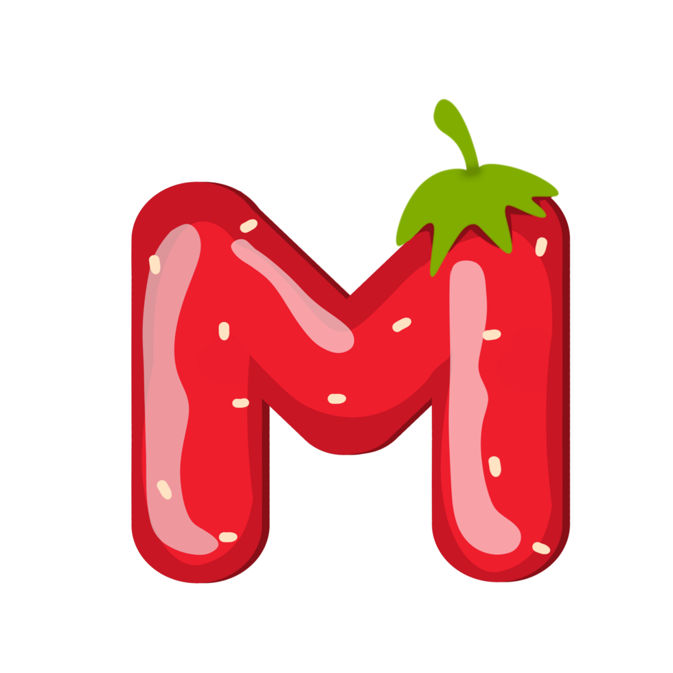 Alphabet M Strawberry Style png