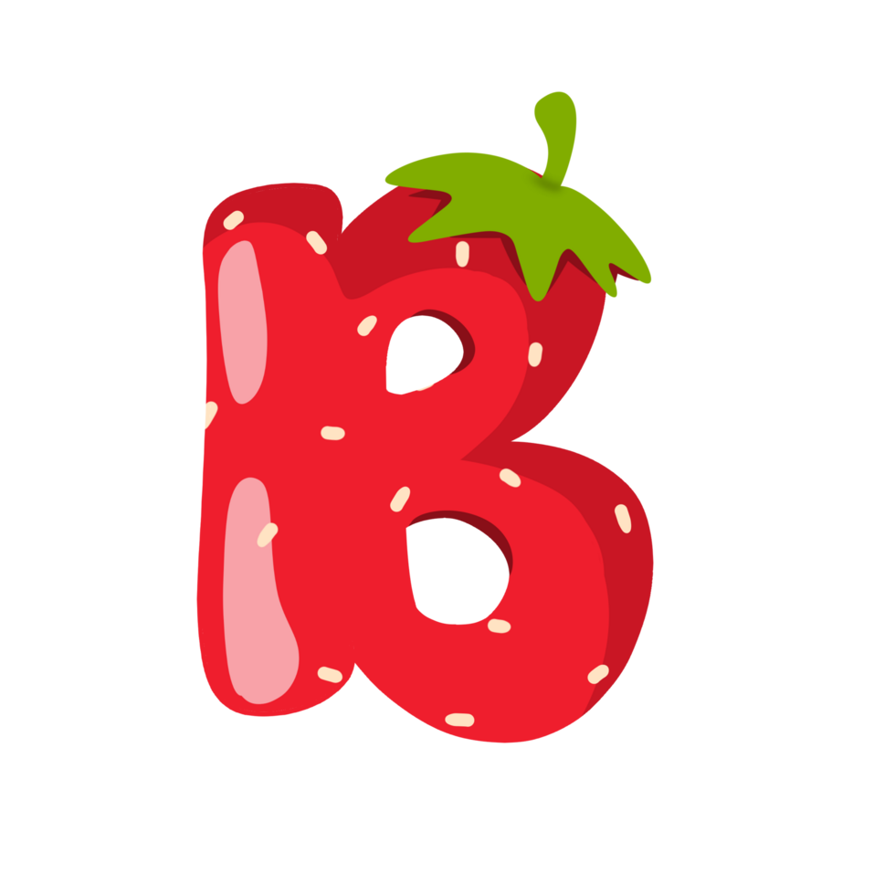 Alphabet b strawberry style png