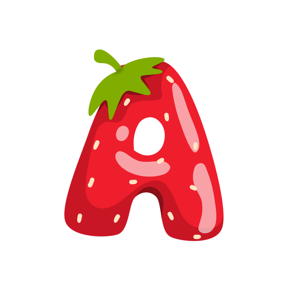 alphabet a strawberry style png