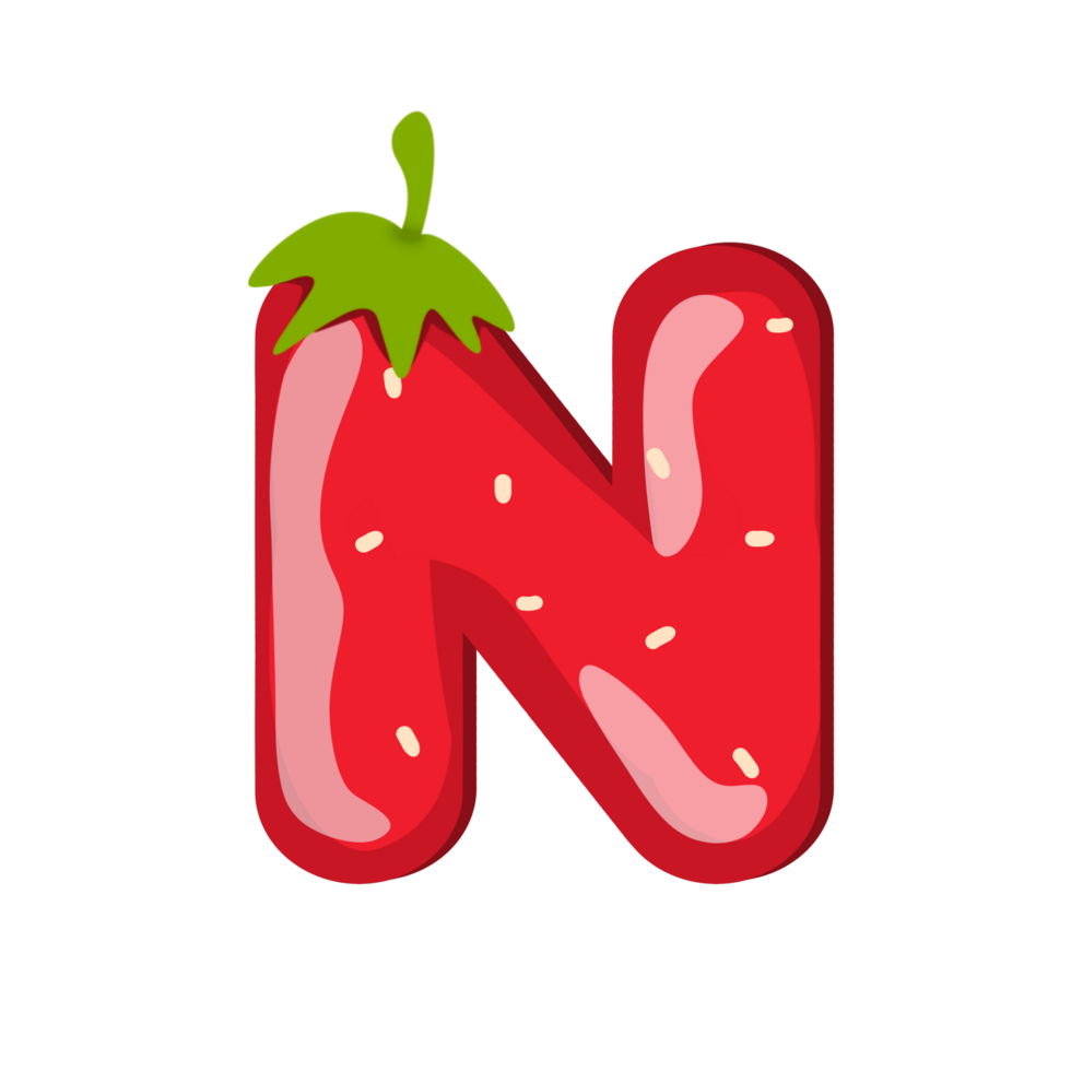 Alphabet N Strawberry Style png