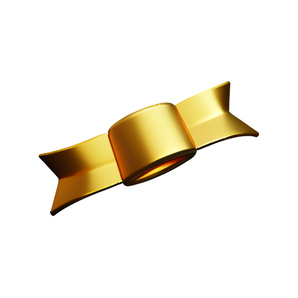 gold ribbon 3d rendering icon illustration png