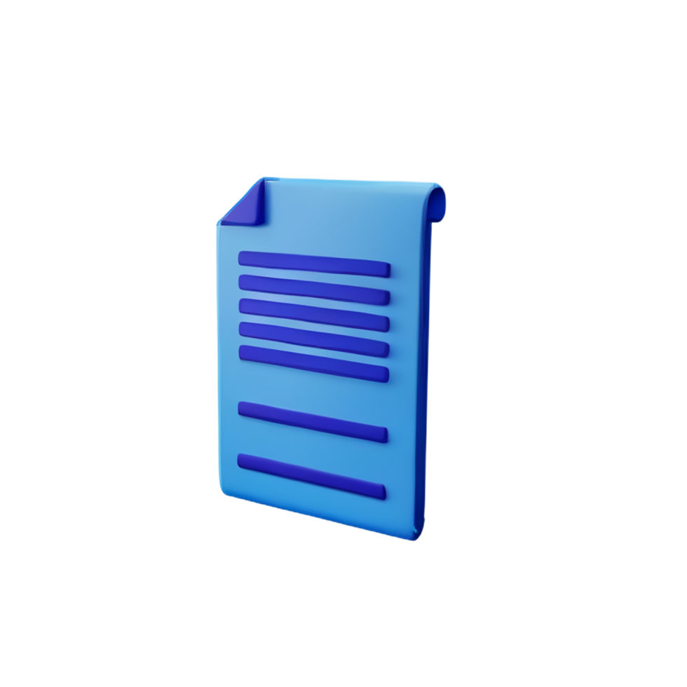 document 3d rendering icon illustration png
