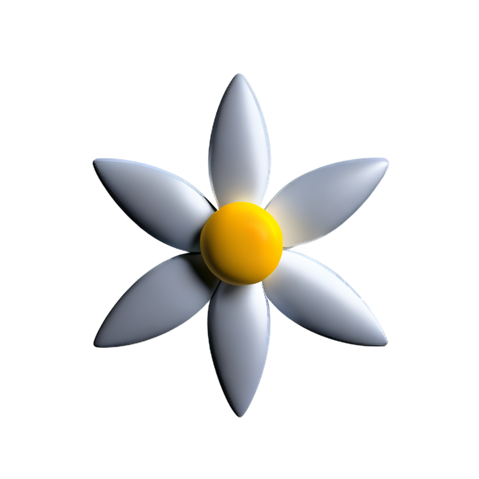 white flower 3d rendering icon illustration png