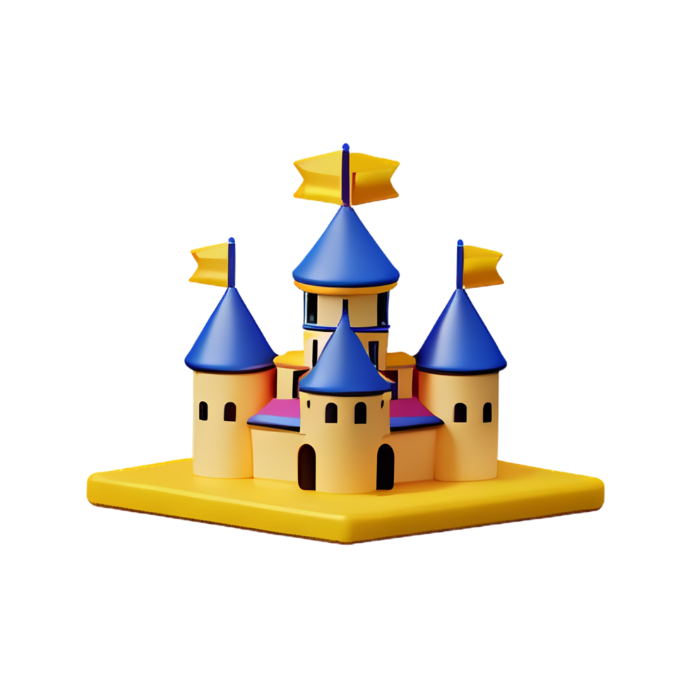 castle 3d rendering icon illustration png