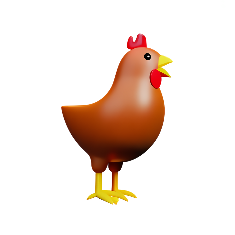 chicken 3d rendering icon illustration png
