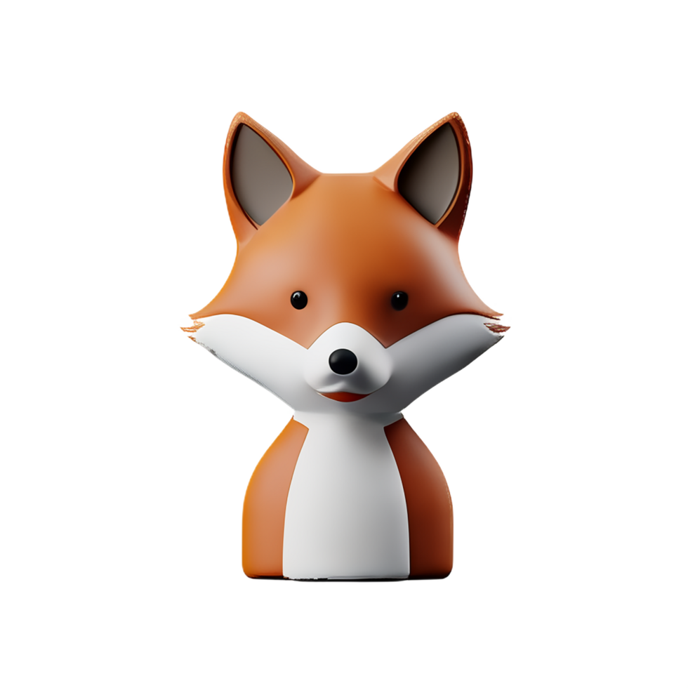fox 3d rendering icon illustration png