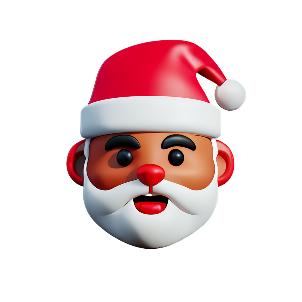 santa claus face 3d rendering icon illustration png