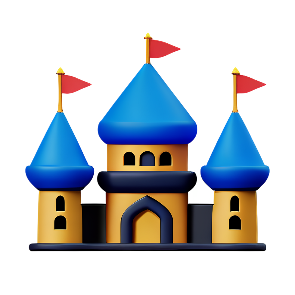 castle 3d rendering icon illustration png