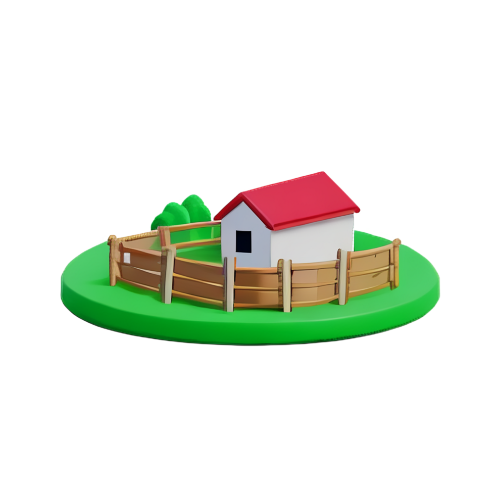 farm 3d rendering icon illustration png