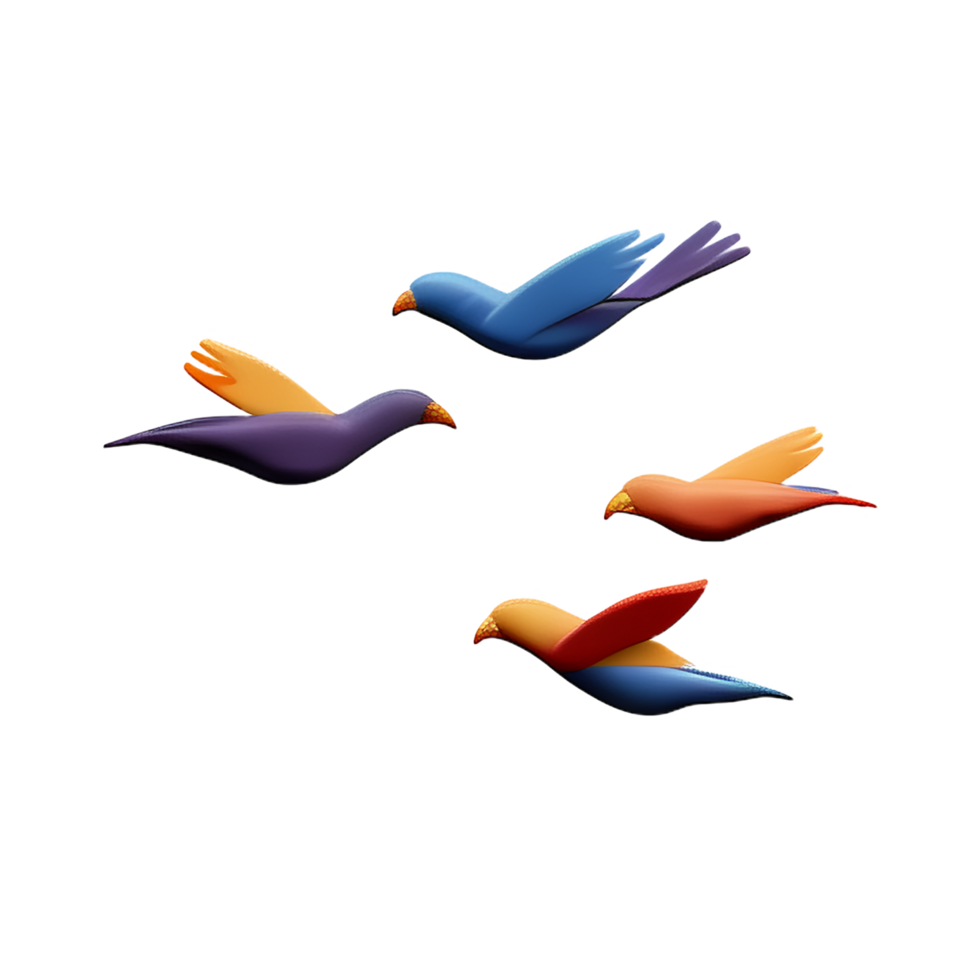 birds flying 3d rendering icon illustration png