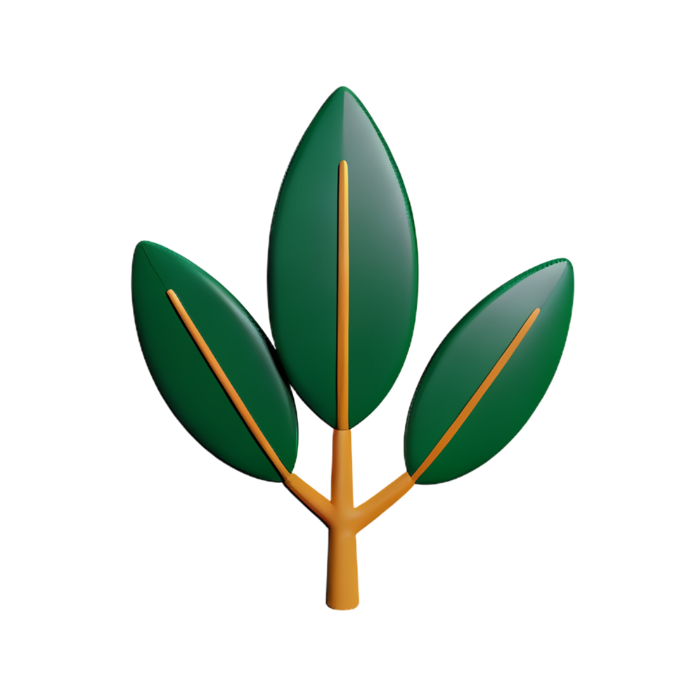 tropical leaves 3d rendering icon illustration png