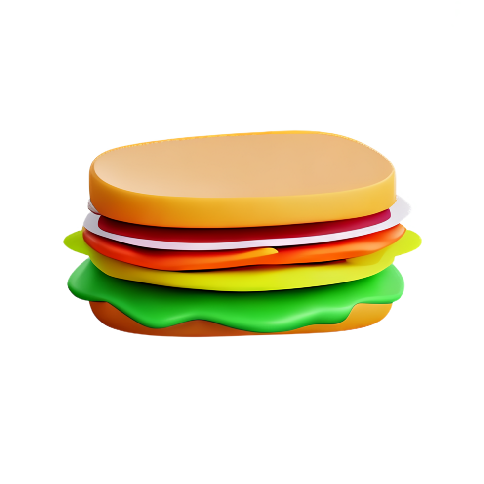 sandwich 3d rendering icon illustration png