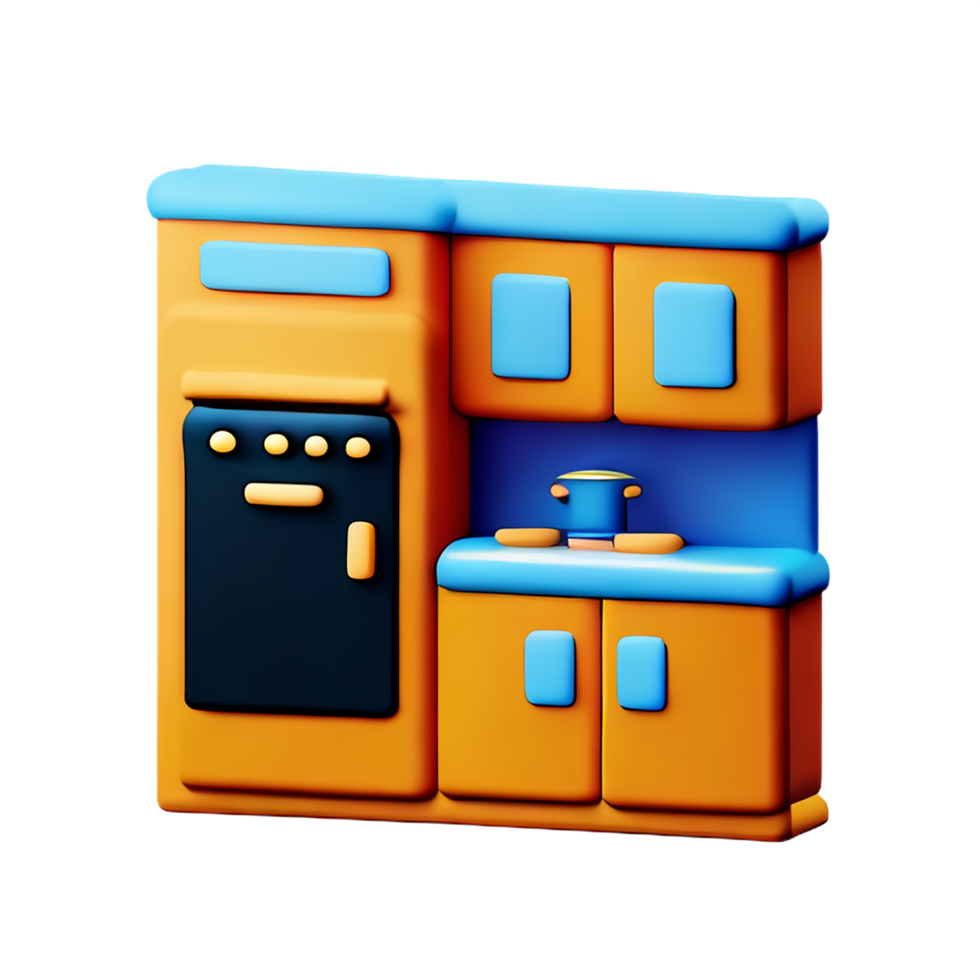 kitchen 3d rendering icon illustration png