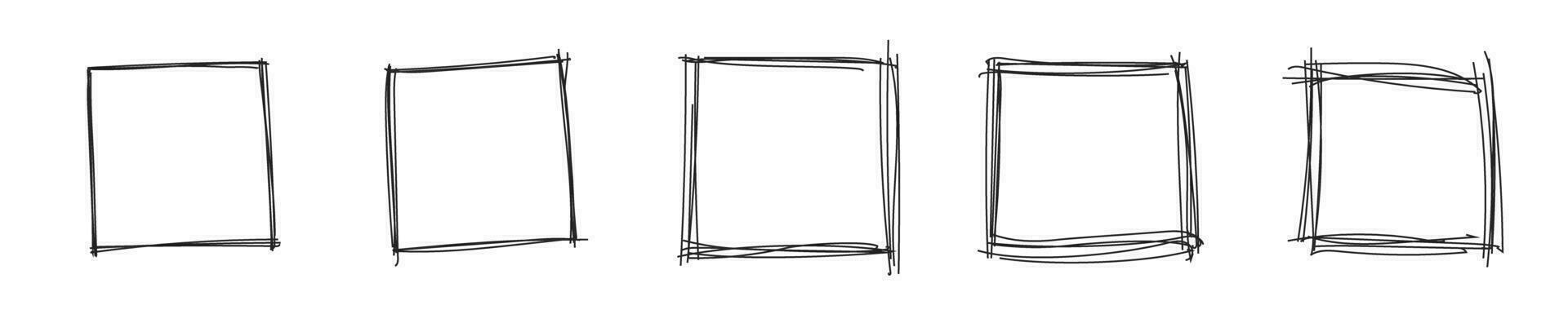 doodle square frame hand drawing border pencil sketch border scribble vector