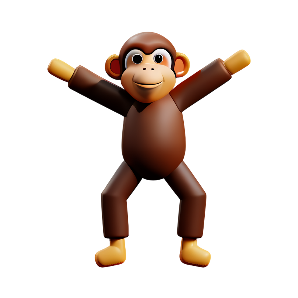 monkey 3d rendering icon illustration png