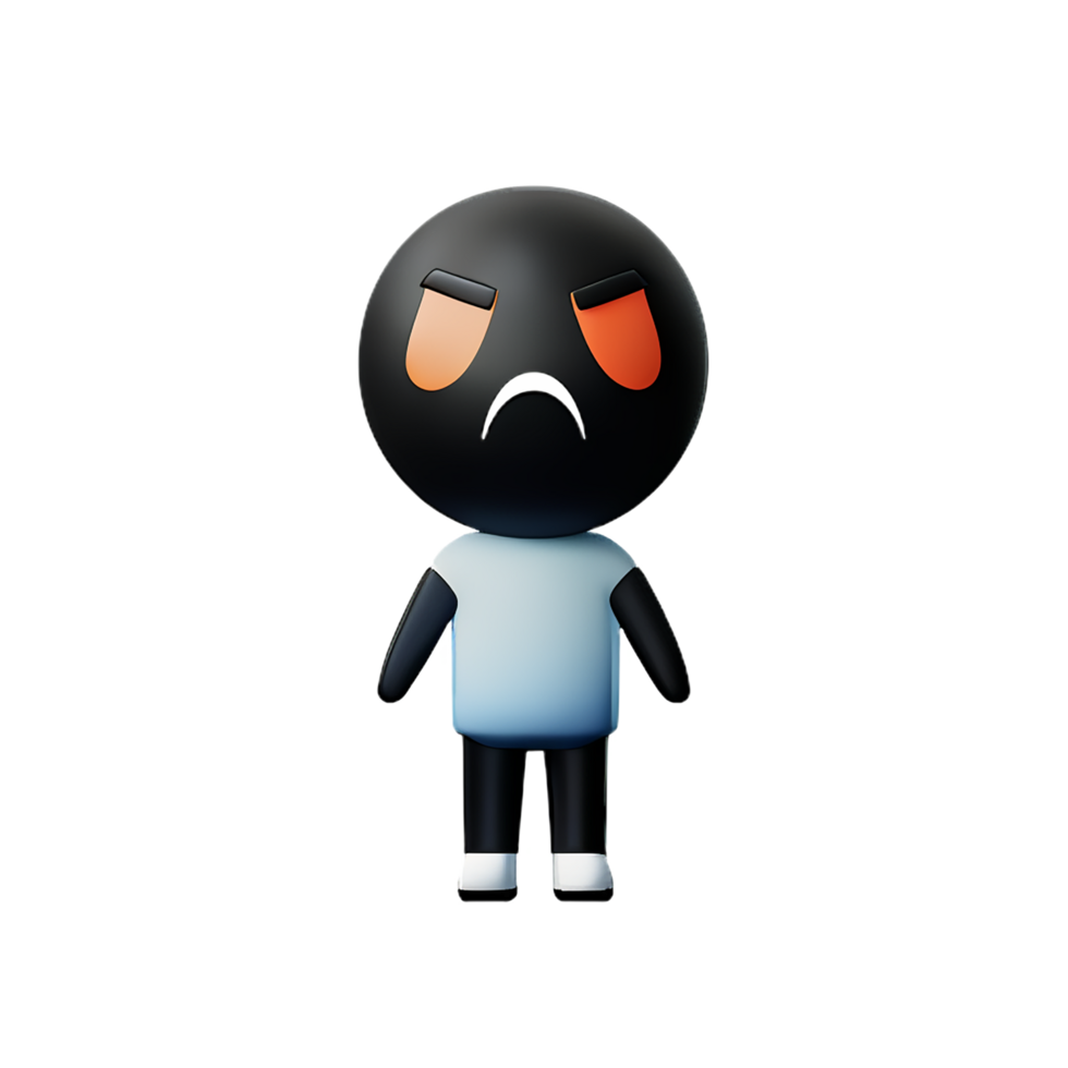 sad 3d rendering icon illustration png