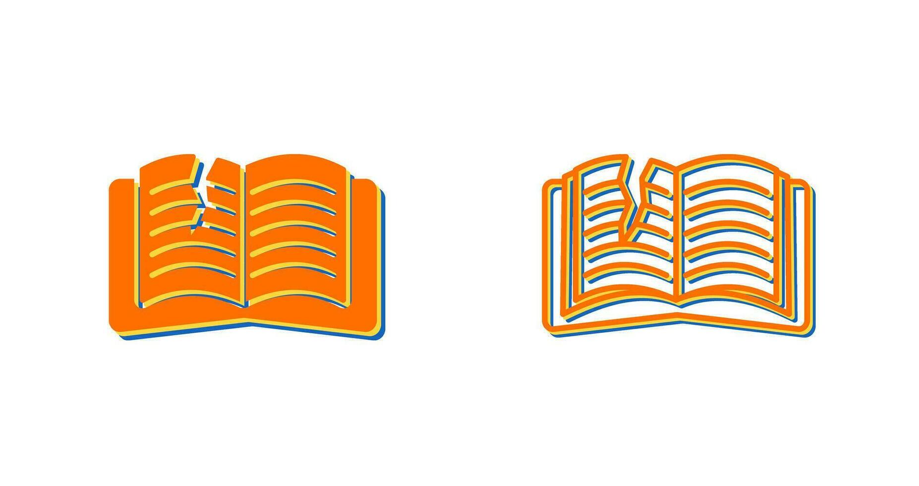 icono de vector de libro rasgado