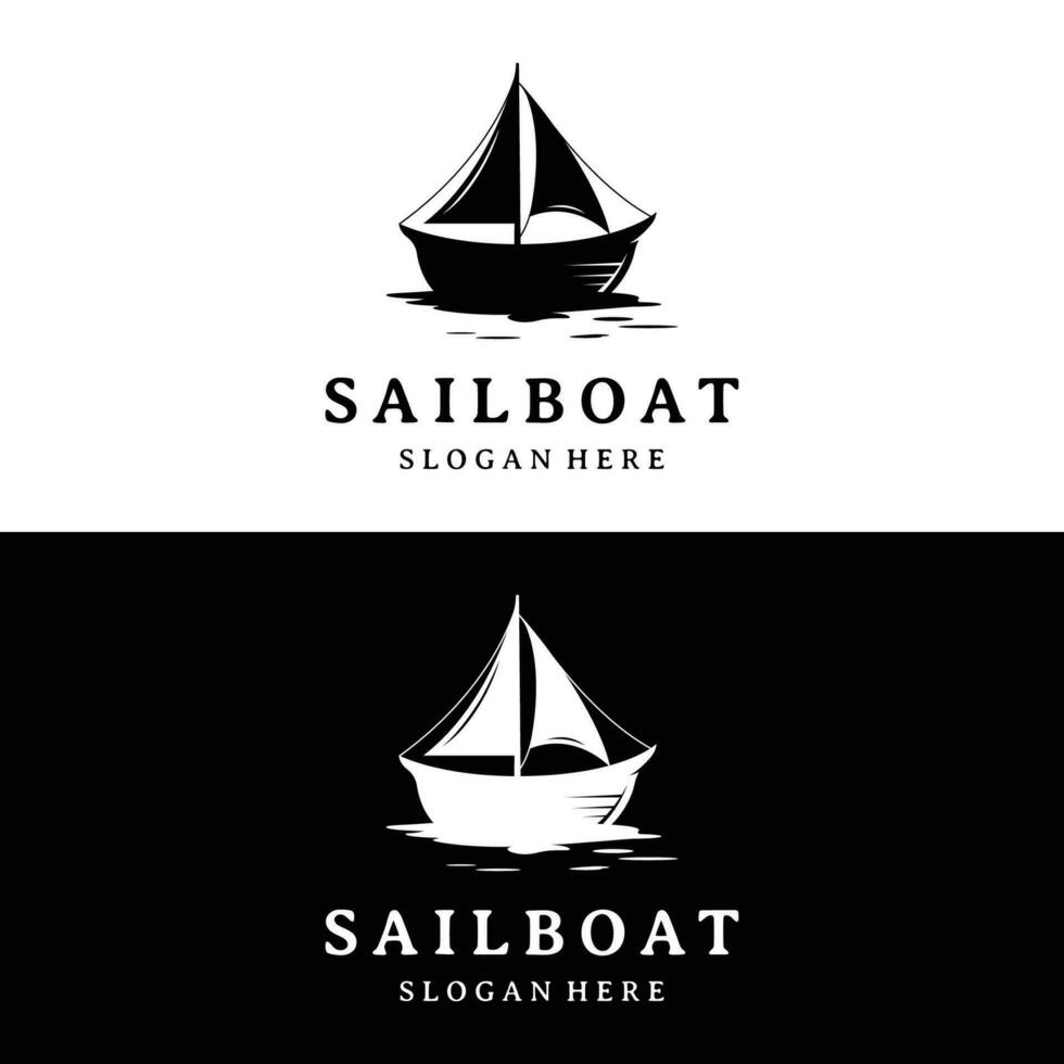 Vintage sailboat logo design. Logo for nautical, ocean, marine, badge. vector