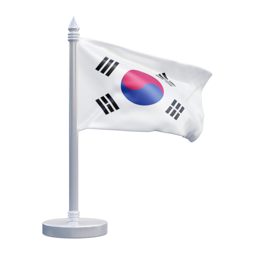 korea republic national flag set illustration or 3d realistic korea republic waving country flag set png