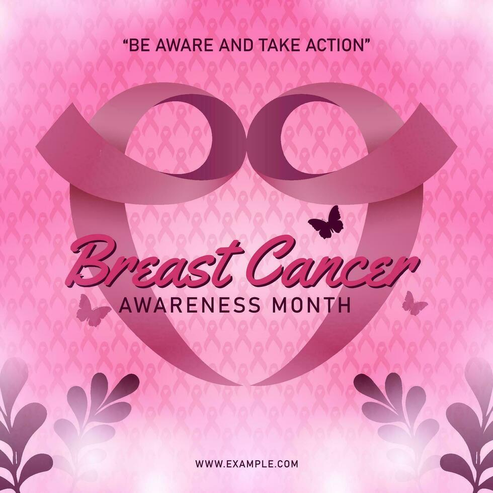 Breast Cancer Awareness Month Vector Background and Banner with pink ribbon