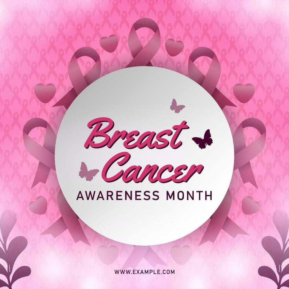 Breast Cancer Awareness Month Vector Background and Banner with pink ribbon