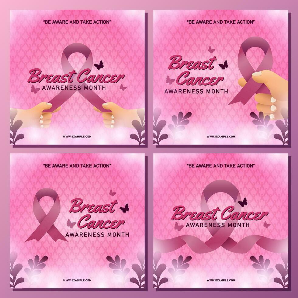 Breast Cancer Awareness Month Vector Background and Banner with pink ribbon