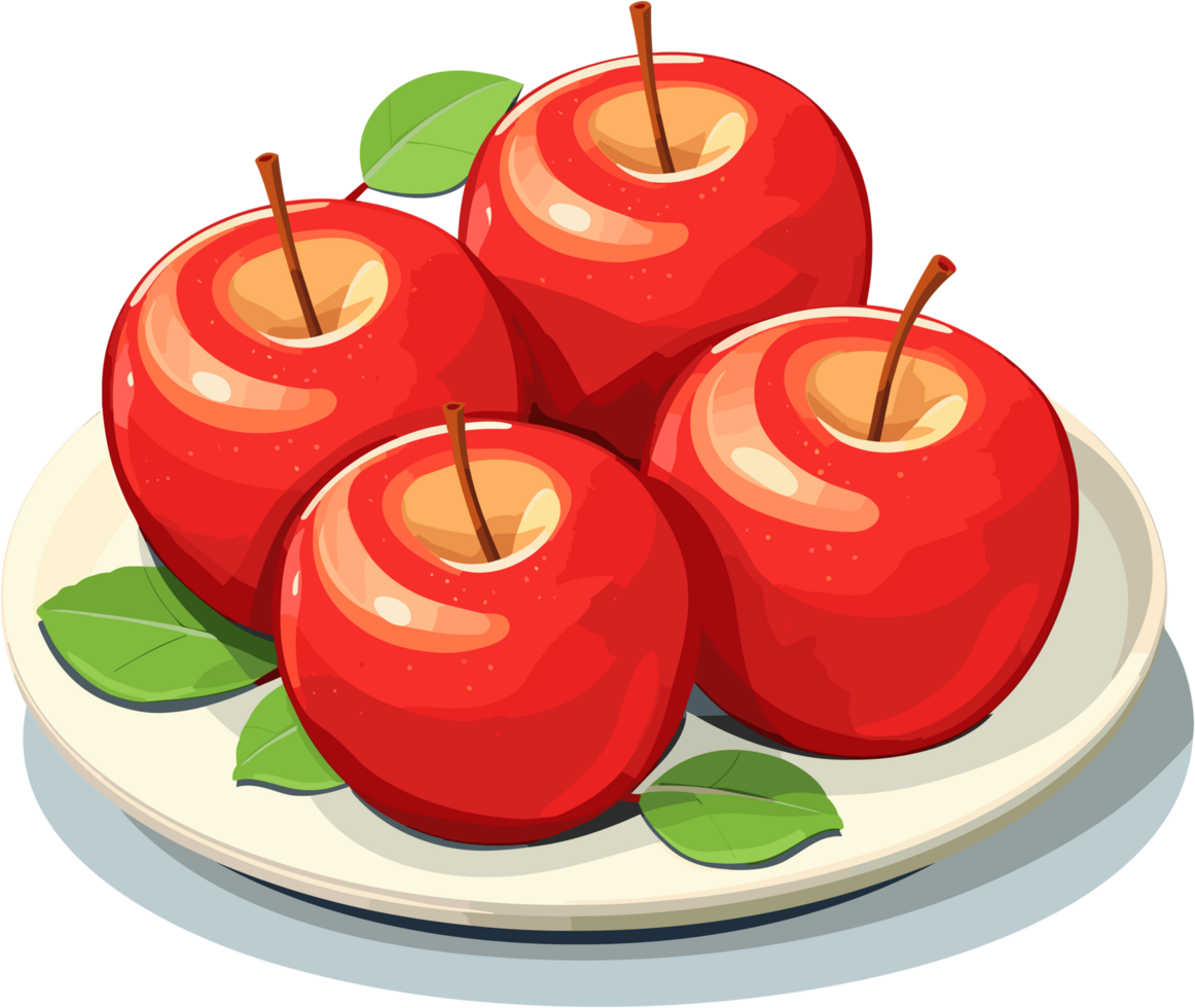 red-apples-on-plate-clipart-ai-generative-28590784-png
