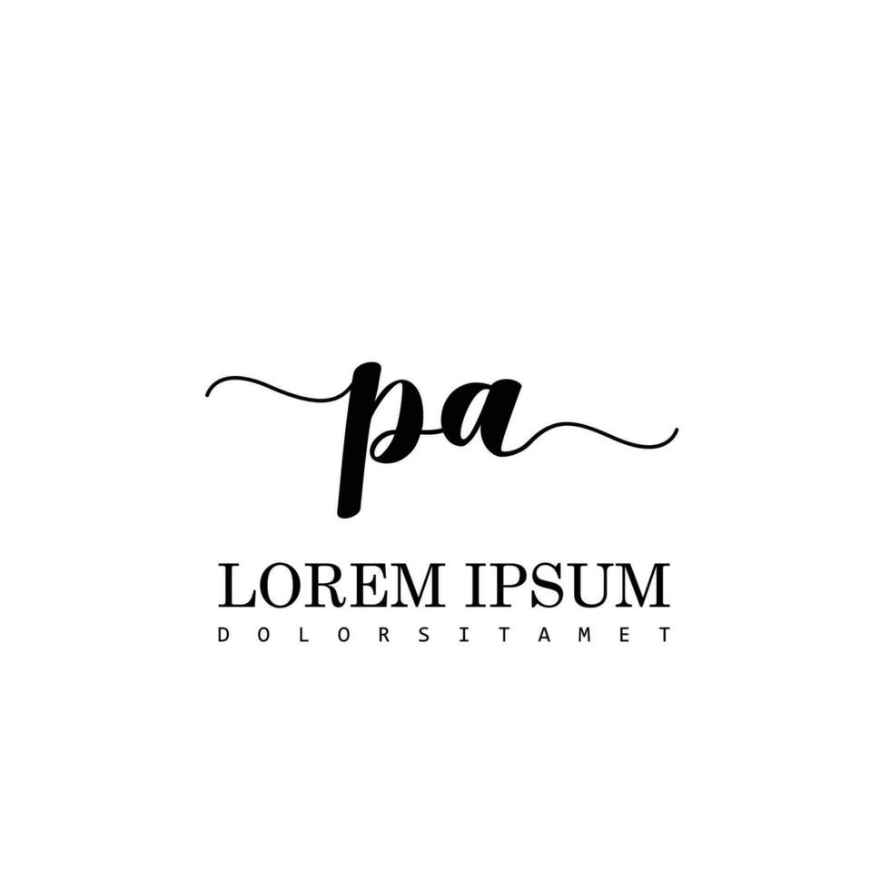 PA Initial Handwriting Template Design vector