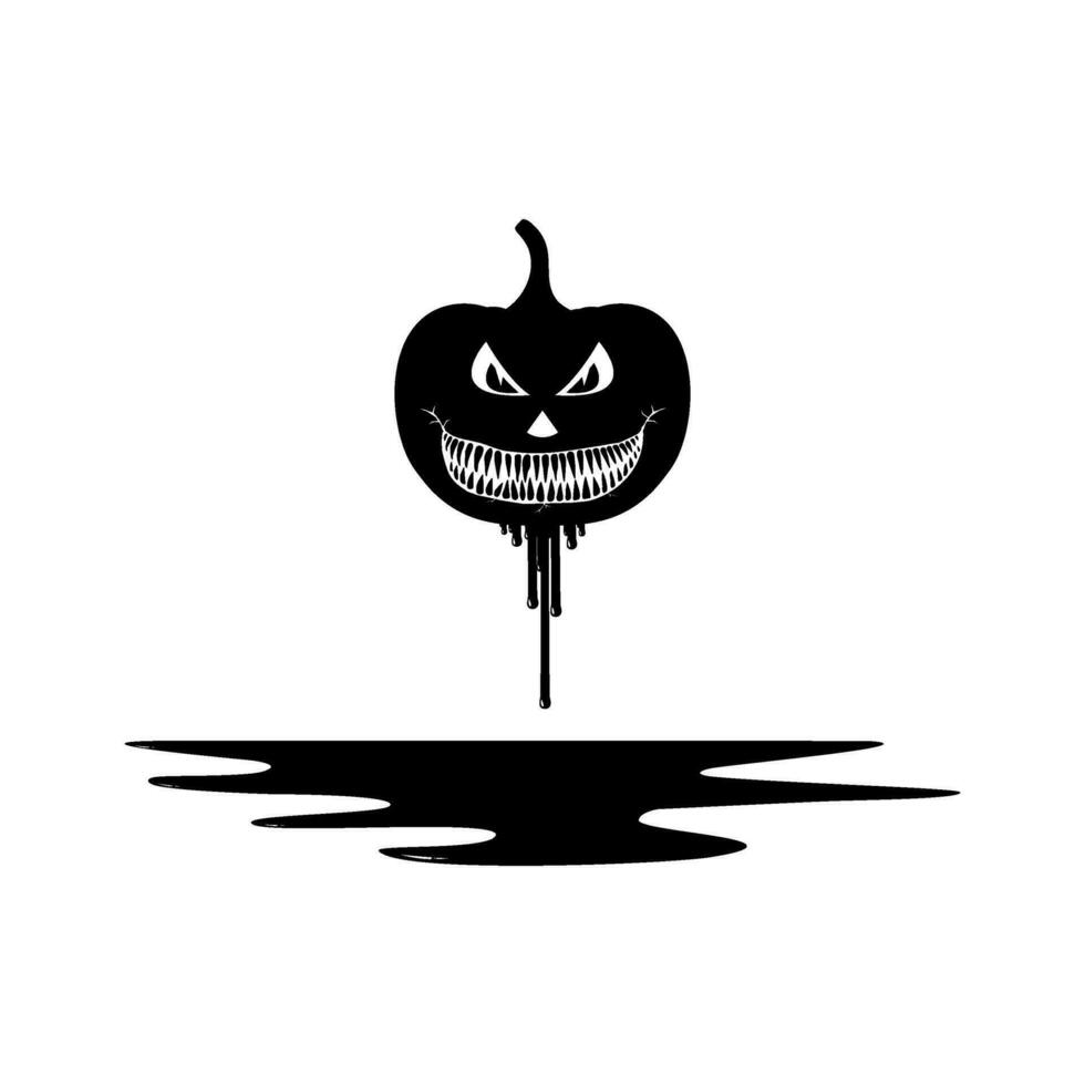 Bloody Scary Pumpkin, can use for Sign, Icon, Symbol and Halloween Theme Poster, Art Illustration for Movie with genre Horror or Mystery. Vector Illustration