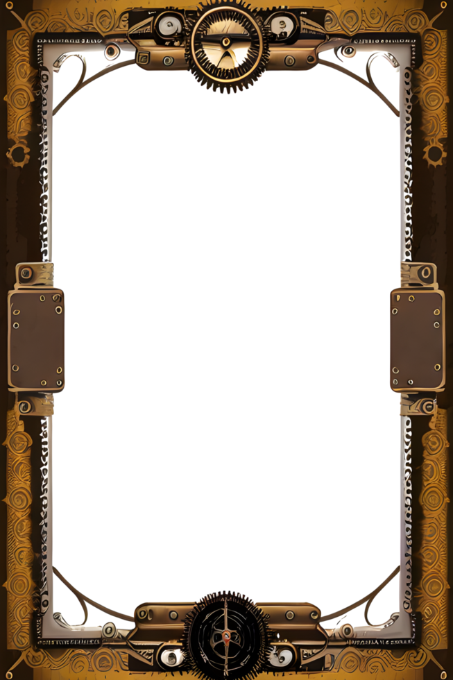 Steam punk Border Frame PNG Transparent Background Ai Generative