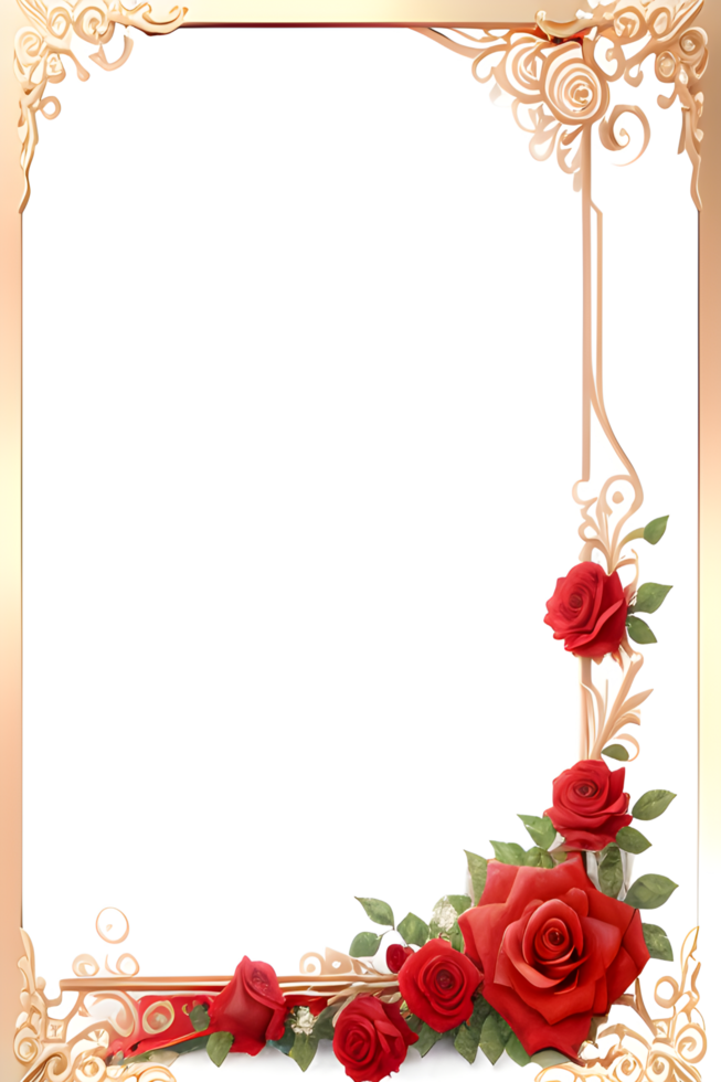 Rose Golden Border Frame PNG Image Transparent Background Ai Generative