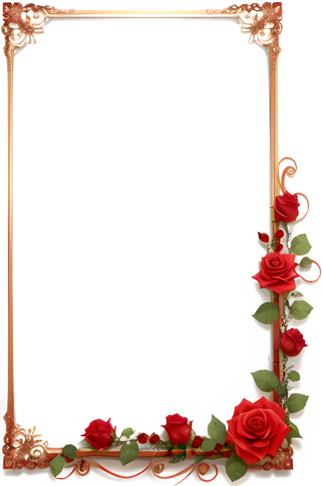 Rose Golden Border Frame PNG Image Transparent Background Ai Generative