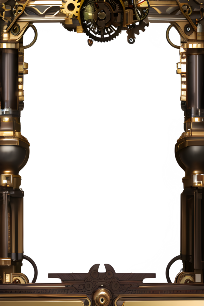 Steam punk Border Frame PNG Transparent Background Ai Generative