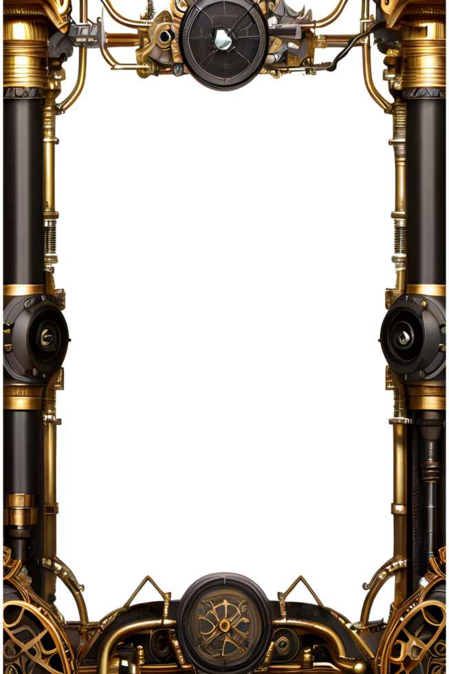 Steam punk Border Frame PNG Transparent Background Ai Generative