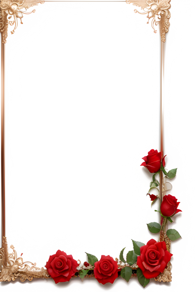 Rose golden Rand Rahmen png Bild transparent Hintergrund ai generativ