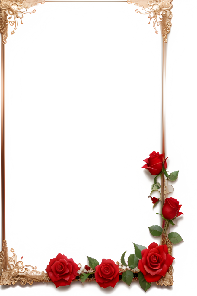 Rose Golden Border Frame PNG Image Transparent Background Ai Generative