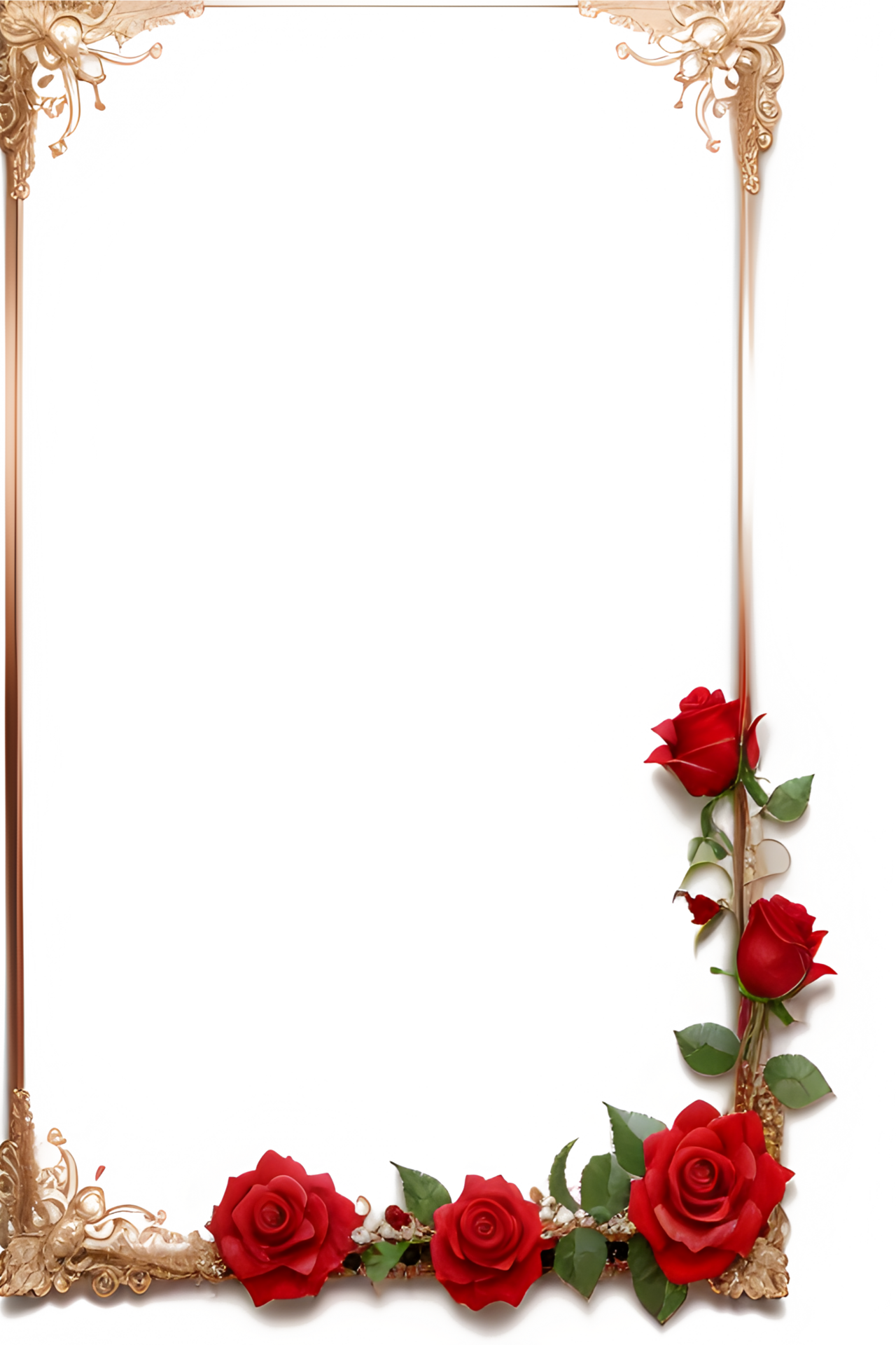 Rose Golden Border Frame PNG Image Transparent Background Ai Generative