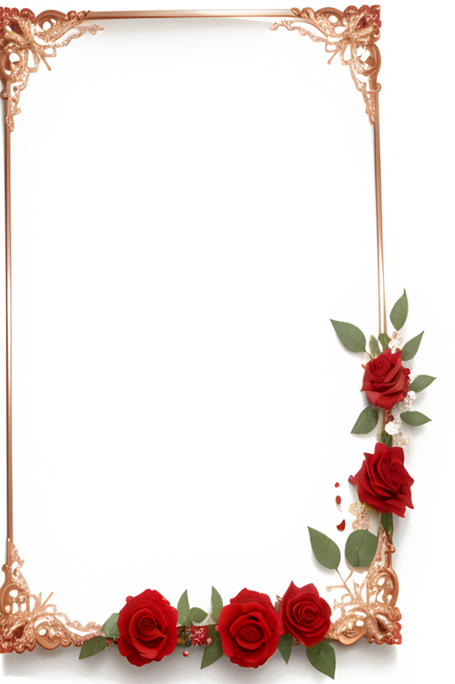 Rose Golden Border Frame PNG Image Transparent Background Ai Generative