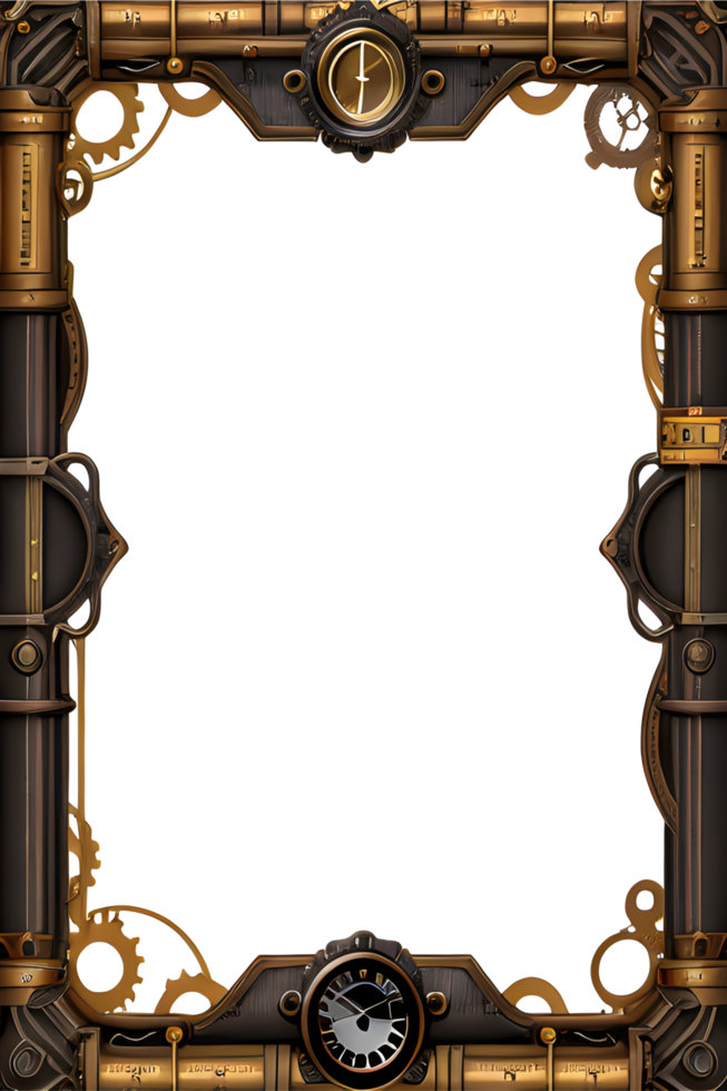 Steam punk Border Frame PNG Transparent Background Ai Generative