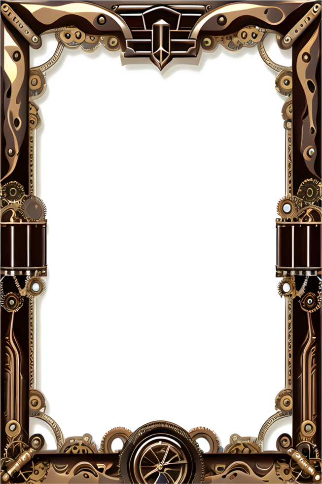 Steam punk Border Frame PNG Transparent Background Ai Generative