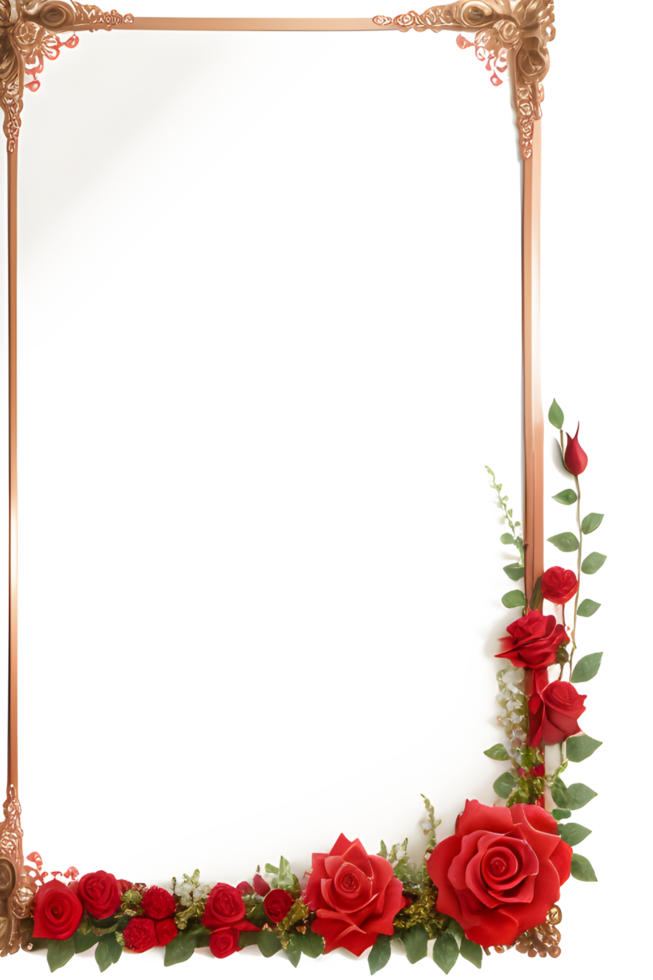Rose Golden Border Frame PNG Image Transparent Background Ai Generative