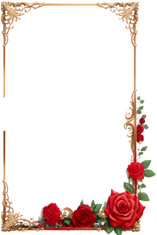 Rose Golden Border Frame PNG Image Transparent Background Ai Generative