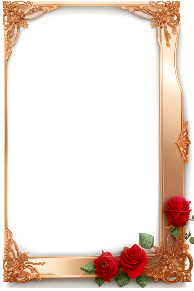 Rose Golden Border Frame PNG Image Transparent Background Ai Generative