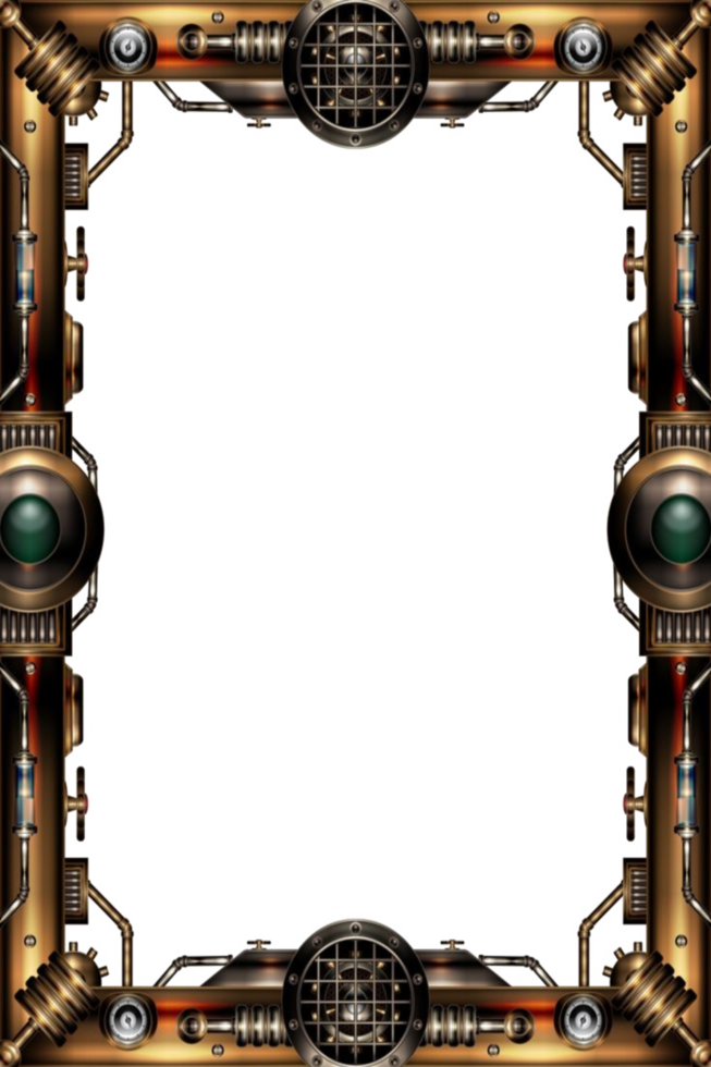Steam punk Border Frame PNG Transparent Background Ai Generative
